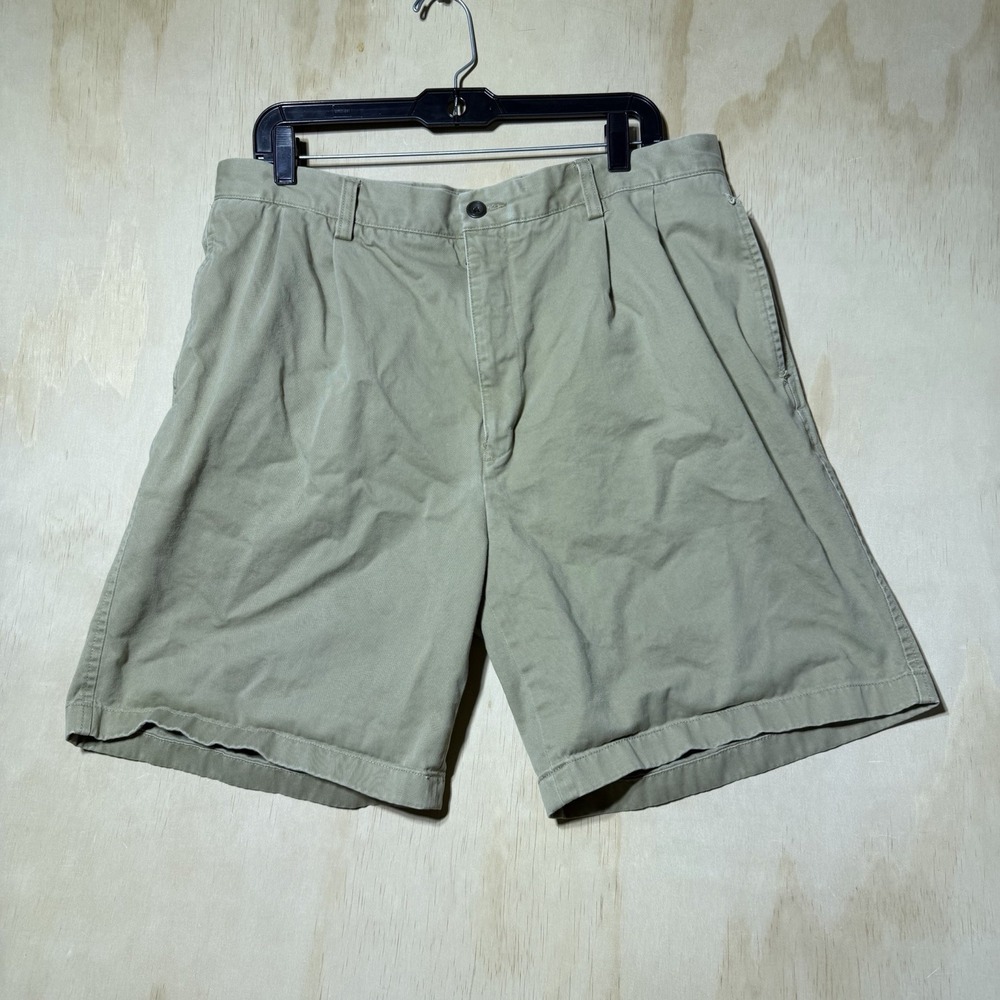 Nautica Men’s 36 Khaki Chino Shorts Classic Fit Tan Casual Cotton 8” Inseam